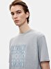 Basic Print With Print Crew Neck Loose Grey T-shirt