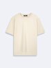 Basic Graphic Print With Print Comfortable Cut Loose Beige T-shirt