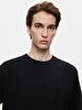 Basic Graphic Print With Print Comfortable Cut Loose Black T-shirt