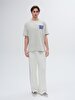 Basic Surface With Print Comfortable Cut Loose Grey T-shirt