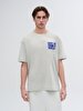 Basic Surface With Print Comfortable Cut Loose Grey T-shirt
