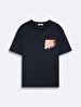 Short Sleeve Crew Neck Print With Print Regular Navy T-shirt