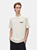 Basic Surface With Print Comfortable Cut Loose Beige T-shirt