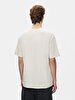 Basic Surface With Print Comfortable Cut Loose Beige T-shirt
