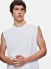 Basic Sleeveless Mini With Print White T-shirt
