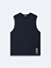 Basic Sleeveless Mini With Print Navy T-shirt