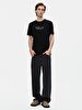 Basic Sign With Print Crew Neck Regular Black T-shirt