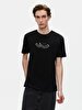 Basic Sign With Print Crew Neck Regular Black T-shirt