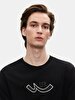 Basic Sign With Print Crew Neck Regular Black T-shirt