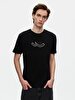 Basic Sign With Print Crew Neck Regular Black T-shirt