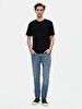 Basic Print With Print Crew Neck Regular Black T-shirt