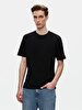 Basic Print With Print Crew Neck Regular Black T-shirt