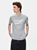 Basic Print With Print Straight Cut Regular Grey T-shirt