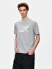 Basic Print With Print Straight Cut Regular Grey T-shirt