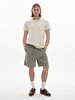 Basic Crew Neck Short Sleeve Regular Beige T-shirt