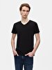 V-neck Basic Short Arm Slim Black T-shirt