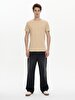 Crew Neck Basic Short Arm Slim Brown T-shirt