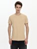 Crew Neck Basic Short Arm Slim Brown T-shirt