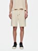 Basic Writing With Print Knitting Beige Shorts