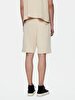 Basic Writing With Print Knitting Beige Shorts
