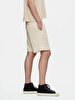 Basic Writing With Print Knitting Beige Shorts