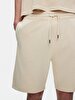 Basic Writing With Print Knitting Beige Shorts