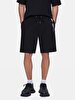 Basic Zipper Closing Writing Detailed With Print Knitting Black Shorts
