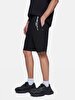 Basic Zipper Closing Writing Detailed With Print Knitting Black Shorts