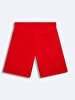 Basic Zipper Closing Writing Detailed With Print Knitting Red Shorts
