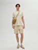 Basic Textured Zipper Closing Detailed Knitting Beige Shorts