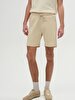 Basic Textured Zipper Closing Detailed Knitting Beige Shorts