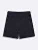 Basic Textured Zipper Closing Detailed Knitting Navy Shorts