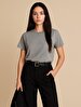 Short Sleeve Crew Neck Basic Anthracite T-shirt