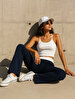 Yüksek Bel Flare Navy Trousers