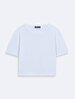 Off-shoulder Short Sleeve Regular Blue T-shirt