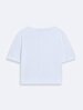Off-shoulder Short Sleeve Regular Blue T-shirt
