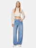 Knitting Zipper Closing Crop Beige Cardigan