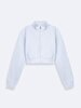 Knitting Zipper Closing Crop Blue Cardigan