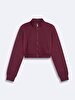 Knitting Zipper Closing Crop Red Cardigan