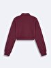 Knitting Zipper Closing Crop Red Cardigan