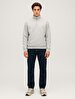 Long Sleeve Turtle Neck Zipper Closing Grey Sweatshirt