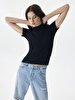 Straight Collar Soft Black T-shirt