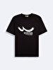 Short Sleeve Crew Neck Sign With Print Black T-shirt