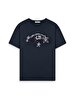 Short Sleeve Crew Neck Sign With Print Navy T-shirt