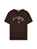 Short Sleeve Crew Neck Sign With Print Brown T-shirt