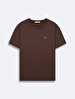 Short Sleeve Crew Neck Si̇gned Basic Brown T-shirt