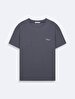 Short Sleeve Crew Neck Si̇gned Basic Anthracite T-shirt