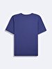 Short Sleeve Crew Neck Si̇gned Basic Blue T-shirt