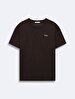 Short Sleeve Crew Neck Si̇gned Basic Brown T-shirt