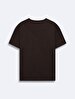 Short Sleeve Crew Neck Si̇gned Basic Brown T-shirt